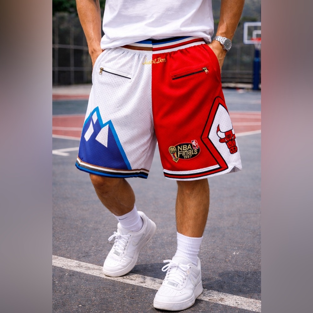 Just Don 1997 NBA Finals Split Shorts Bulls Jazz Made in USA XL [000319]